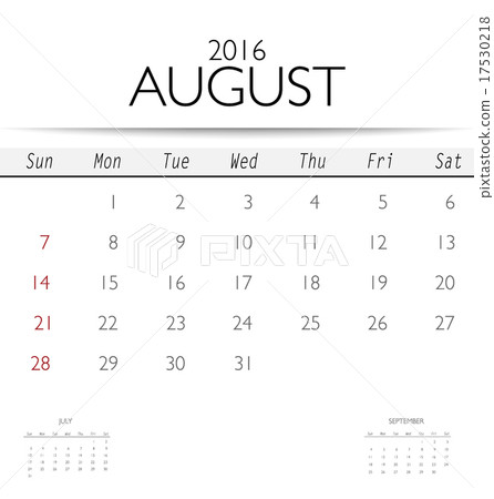 16 Calendar Monthly Calendar Template For Stock Illustration