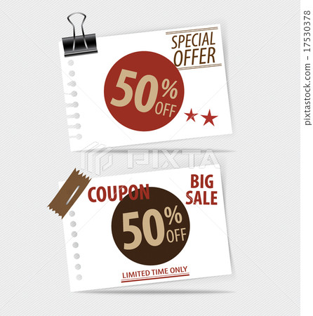 Sale Coupon, voucher, tag. Vintage Style template Design vector 17530378