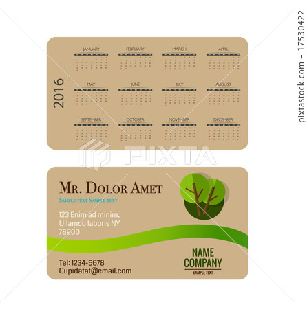 2016 calendar, Modern business card template with nature backgro 2016 calendar, Modern business card template with nature backgro 17530422