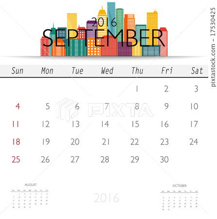 2016 calendar with Creative building design template, monthly ca 2016 calendar with Creative building design template, monthly ca 17530425