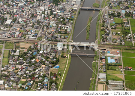 Aerial view of Ichinomiya river near Kazusa Ichinomiya station in Chosei-gun, Chiba Prefecture Aerial view of Ichinomiya river near Kazusa Ichinomiya station in Chosei-gun, Chiba Prefecture 17531965