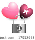 two pink hearts lock Key and broken heart 17532943