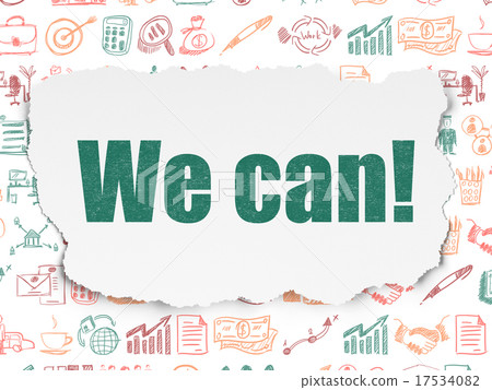 Finance concept: We can! on Torn Paper background Finance concept: We can! on Torn Paper background 17534082