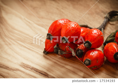 Hawthorn on wooden table background Hawthorn on wooden table background 17534193