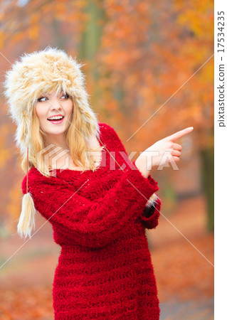 woman in winter clothing fur cap woman in winter clothing fur cap 17534235