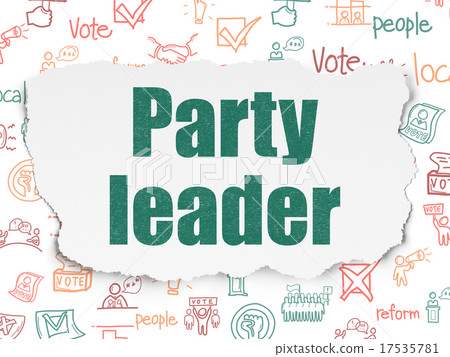 Political concept: Party Leader on Torn Paper 17535781