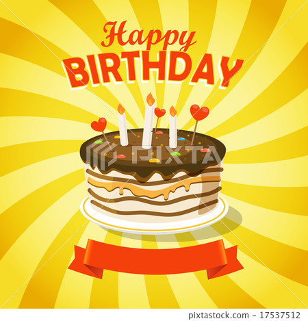 Sweet chocolate cake with candles. Greeting card 17537512