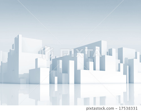 Abstract white schematic 3d cityscape, render Abstract white schematic 3d cityscape, render 17538331