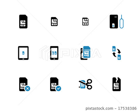 Mobile communications cards duotone icons on white 17538386