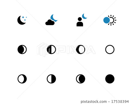 Phases of the moon duotone icons on white 17538394