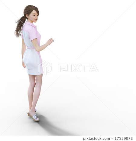 Pink one piece woman perming3DCG illustrations material Pink one piece woman perming3DCG illustrations material 17539078