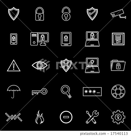 Security line icons on black background Security line icons on black background 17540113