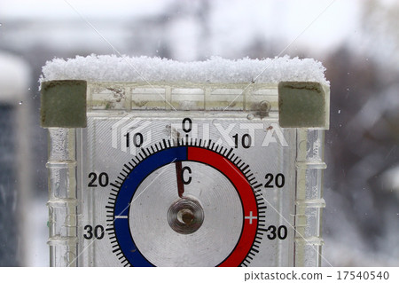 thermometer outdoors snow winter cold snap 17540540