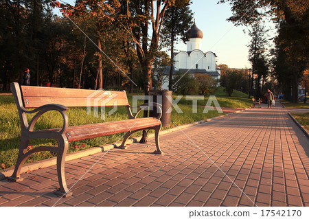 garden bench in autumn park landscape garden bench in autumn park landscape 17542170