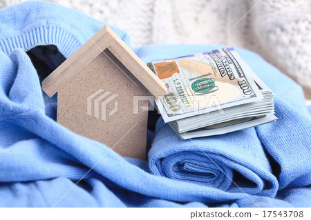 wooden toy house - the concept of housing purchase mortgage dollars cash money wooden toy house - the concept of housing purchase mortgage dollars cash money 17543708