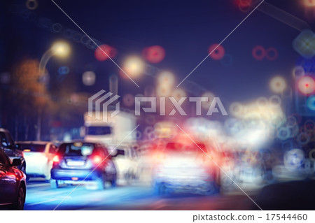Night road in the city of lights cars traffic jams Night road in the city of lights cars traffic jams 17544460