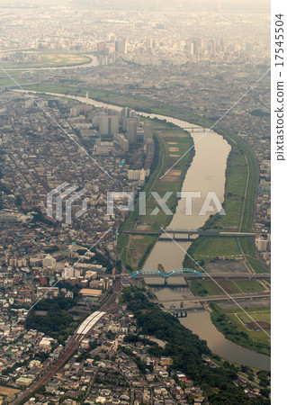 Aerial view of Kawasaki direction from Tamagawa Station over Tokyu Toyoko Line Aerial view of Kawasaki direction from Tamagawa Station over Tokyu Toyoko Line 17545504