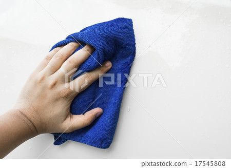 Stock Photo: blue microfiber cloth for cleaning car