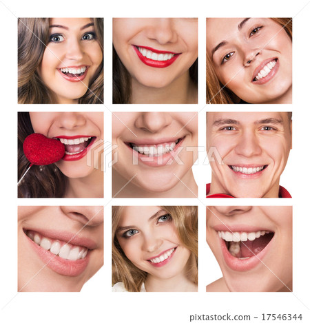 Collage of smiling happy people with healthy teeth 17546344