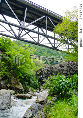 Okutama Stream and Bridge (Vertical) 17547154