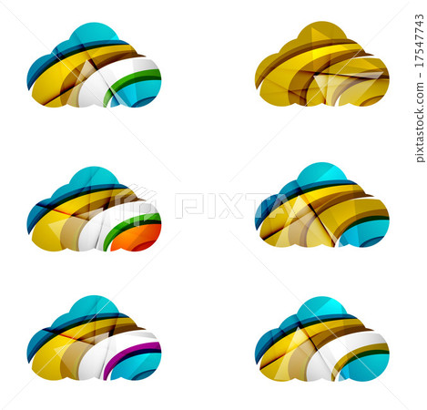 Set of abstract cloud computing icons, business Set of abstract cloud computing icons, business 17547743