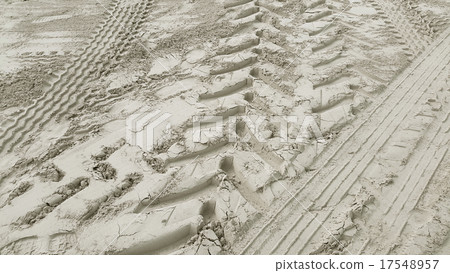 Wheel track on the sand Wheel track on the sand 17548957