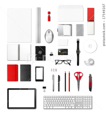 Office supplies mockup template, white background Office supplies mockup template, white background 17549107