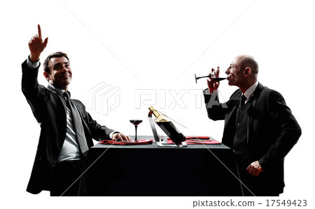 business drinking wine dinner silhouettes 17549423