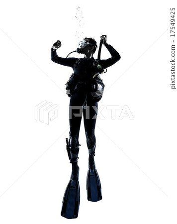 man scuba diver diving silhouette isolated man scuba diver diving silhouette isolated 17549425