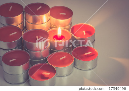 Red candles on dim light with retro style Red candles on dim light with retro style 17549496