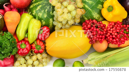 Collection fruit and vegetables on white 17550878