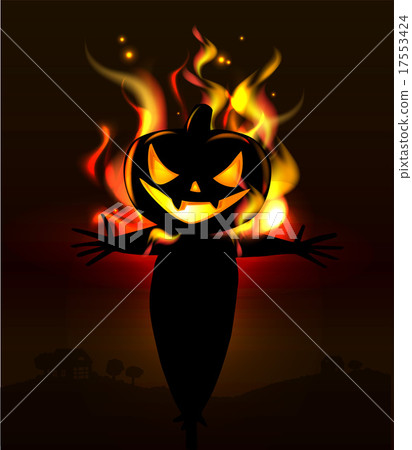 Burning Halloween scarecrow Burning Halloween scarecrow 17553424