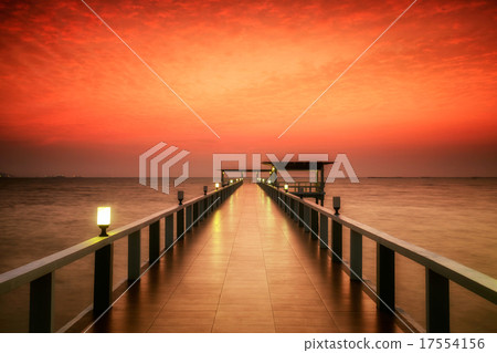 Wood bridge along at island Wood bridge along at island 17554156