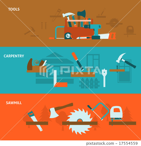 Carpentry tools flat banners set Carpentry tools flat banners set 17554559