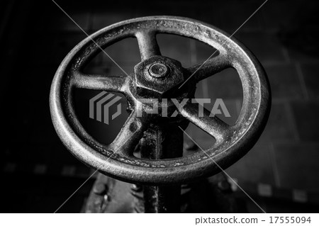 old handwheel of valve. Black and white 17555094