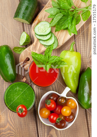 Fresh vegetable smoothie. Tomato and cucumber Fresh vegetable smoothie. Tomato and cucumber 17555179