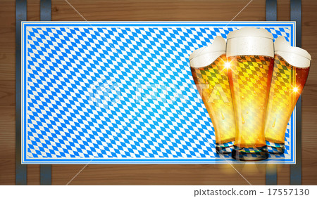 Oktoberfest background(Bavarian flag and Beer) 17557130