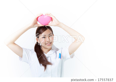 A nurse with a heart mark on her head A nurse with a heart mark on her head 17557837