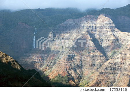 Waimea Falls aerial photograph, Kauai, Hawaii -4 17558116