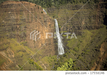 Waimea Falls aerial photograph, Kauai, Hawaii -3 17558146