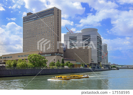 The building of the Dojima River and the pleasure boat 17558595