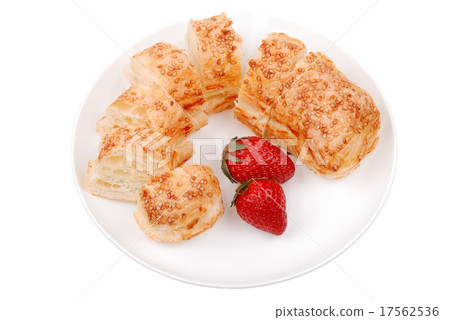 Fresh bun on a plate isolated 17562536
