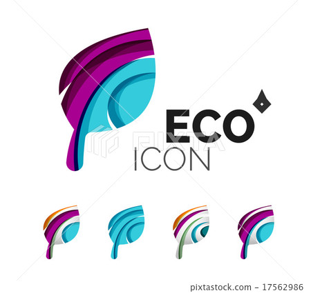 Set of abstract eco leaf icons, business logotype 17562986