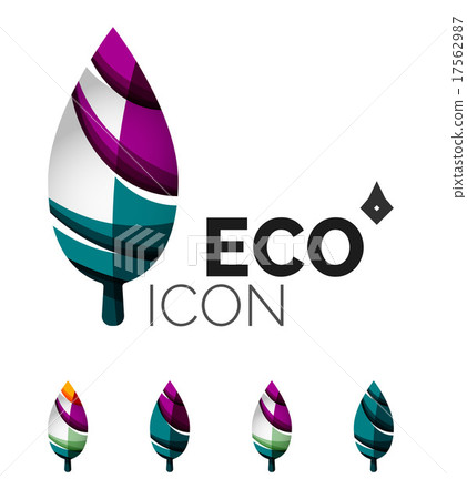 Set of abstract eco leaf icons, business logotype 17562987