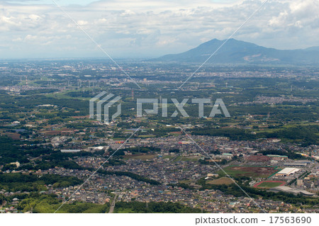 Aerial view of Tsukuba mountain direction from the sky above Ryugasaki city, Ibaraki prefecture Aerial view of Tsukuba mountain direction from the sky above Ryugasaki city, Ibaraki prefecture 17563690