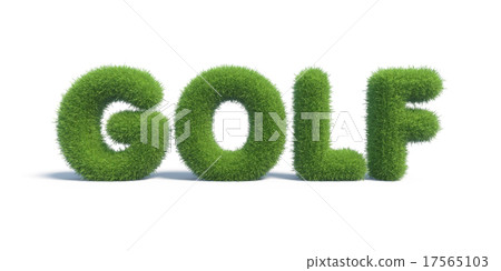 Symbols Golf made of green grass. 3d render Symbols Golf made of green grass. 3d render 17565103