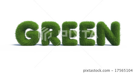 Symbols Green made of green grass. 3d render Symbols Green made of green grass. 3d render 17565104