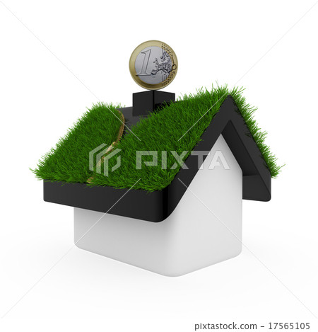 House with roof made of green grass and situated 17565105