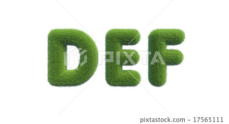 Symbols DEF made of green grass. 3d render Symbols DEF made of green grass. 3d render 17565111
