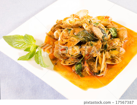 Stir fried clams with roasted chili paste, Stir fried clams with roasted chili paste, 17567387